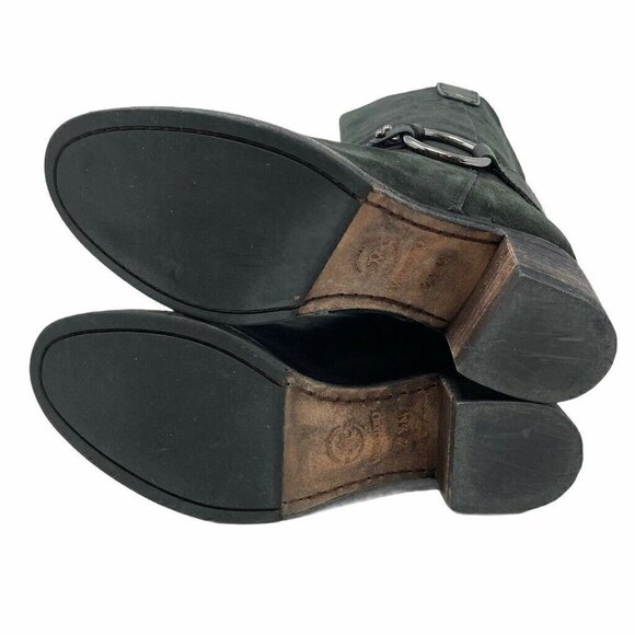 Johnston & Murphy Womens Motorcycle Boots Black Leather Block Heels Pull On 7.5 - Picture 5 of 9